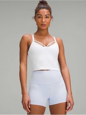 lululemon athletica White Ribbed Strappy Crop Tank